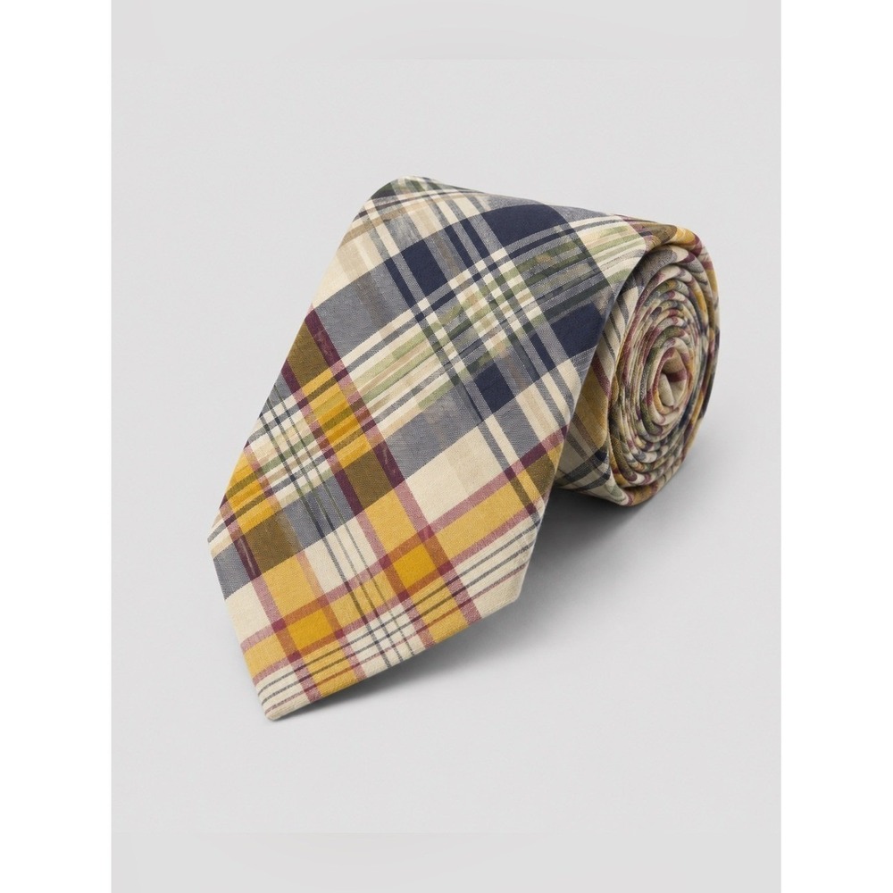 Vintage Madras Plaid Neck Tie Preppy Ivy League Academia Cottagecore Cotton